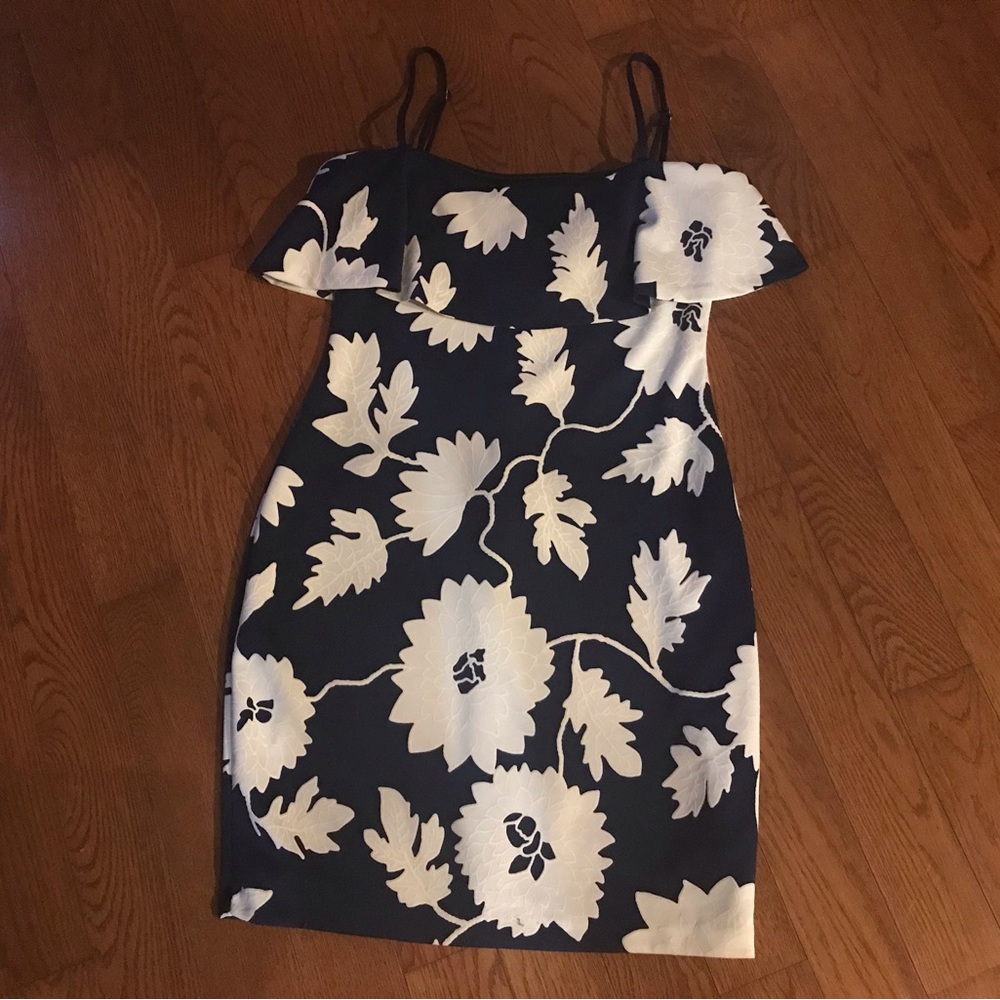 Guess White and Blue Spaghetti Strap Mini Sundress